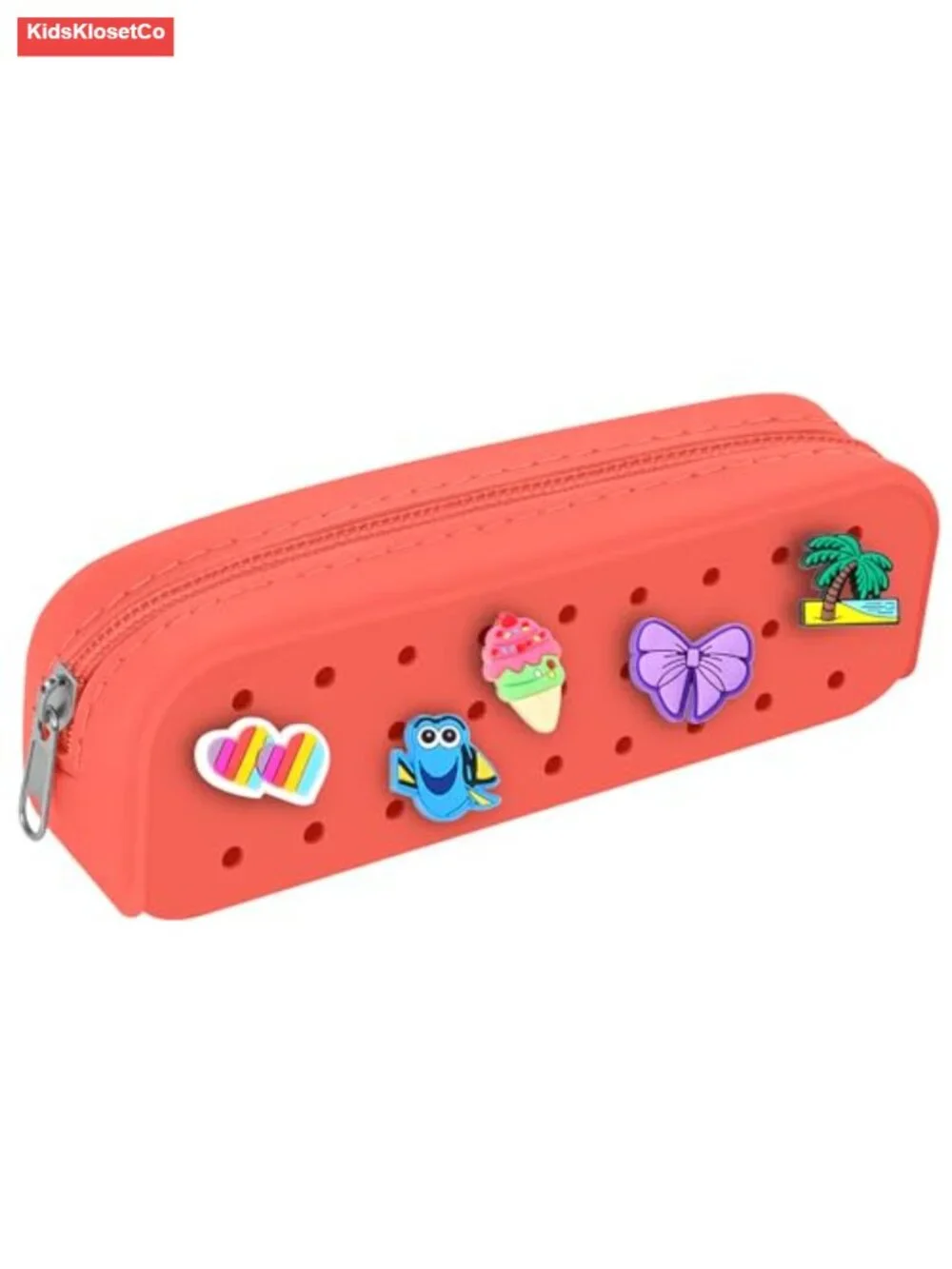 Silicone Pencil Pouch with DIY Charms, Multipurpose Makeup Bag